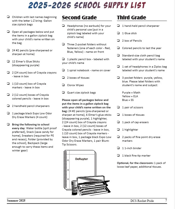 School Supply List Page 2
